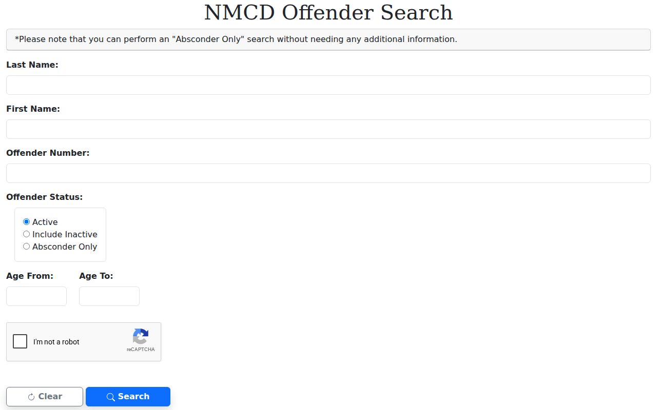 Luna County arrest custody follow-up in NMCD Offender Search