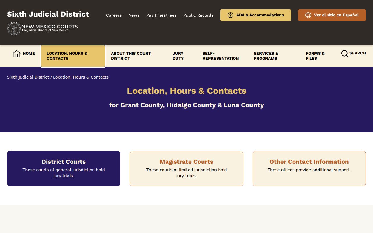 Luna County criminal record offices and court contact information